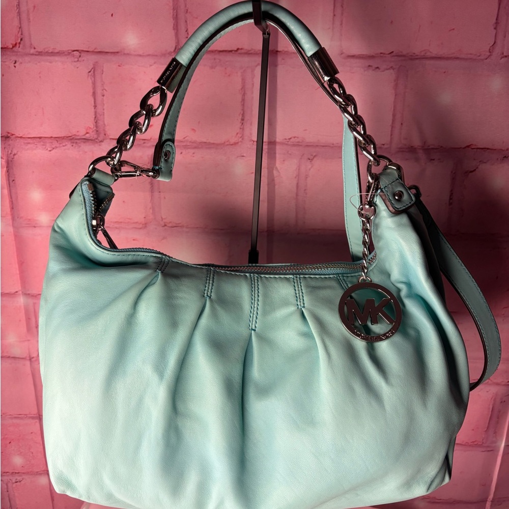 Michael Kors Mint Leather Silver Hardware Women's shoulder Bag